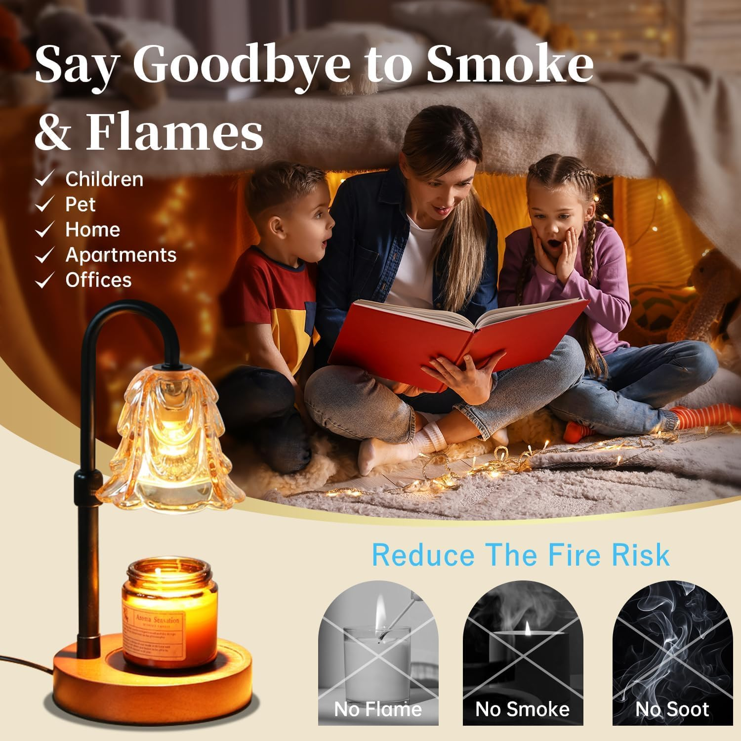 Candle Warmer Lamp with 2 Bulbs,Dimmable Candle Lamp with Timer,Adjustable Height Home Bedroom Decor Wax Melt Warmer for Scented Wax,Jar Candles,Melting Candle Warming Lamps for All Jar Candles image number 1