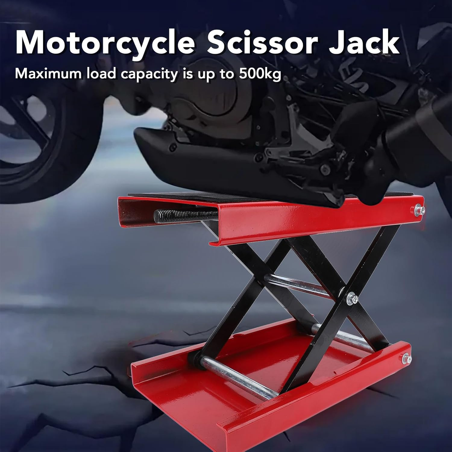 Motorcycle Lift, 1100 LBS Motorcycle Scissor Lift Jack with Wide Deck, 3.35 to 13.39In Adjustable Height, Foldable Heavy Duty Metals Motorbike Jack Stand image number 1