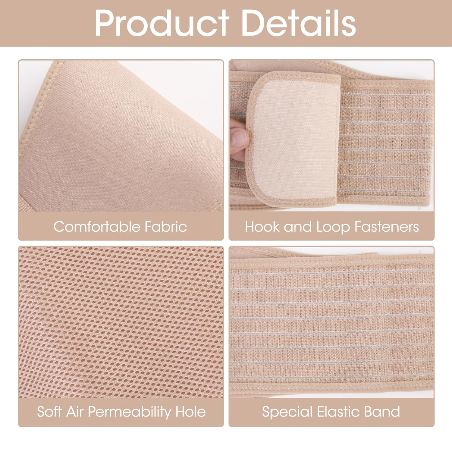 Maternity Belly Belt Band for Pregnancy, Adjustable Breathable Back-Support Comfort for Pregnant Women, Relieve Pelvic Waist Back Abdominal Pain & Nude Stretch Fabric with 1 Size image number 6