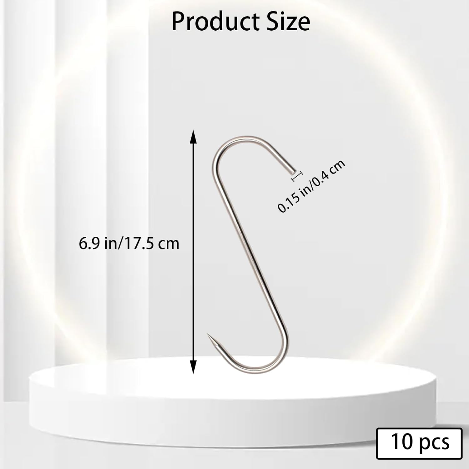 INCAUCA 10 Pieces Meat Hook, 17.5Cm 4Mm Meat Hooks for Butchering Hanging Smoker Grilling, Stainless Steel S Shaped Hooks, Butcher Hook for Meat Processing Beef Chicken Bacon BBQ image number 3