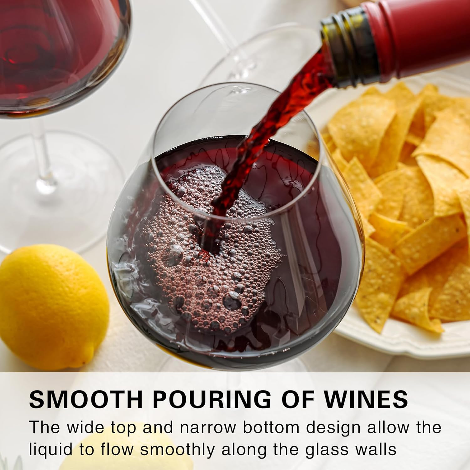 WOTOR Red Wine Glasses Set of 4, 25 Oz Large Burgundy Wine Glasses with Long Stem, Hand Blown Crystal Wine Glasses - Light, Ultra-Thin, Gift Packaging for Wedding, Anniversary (Clear) image number 5