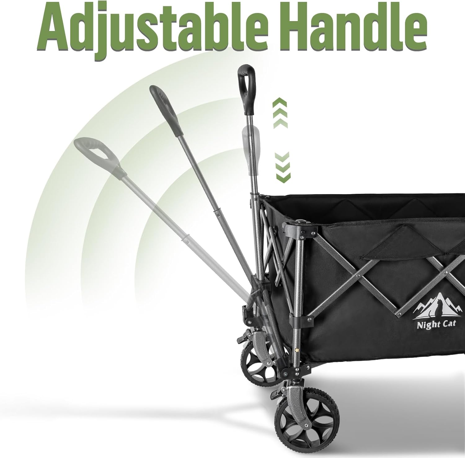 Night Cat Collapsible Wagon for Camping: 150L Garden Gart with Wheels Heavy Duty - Folding Utility Wagon for Outdoor Beach