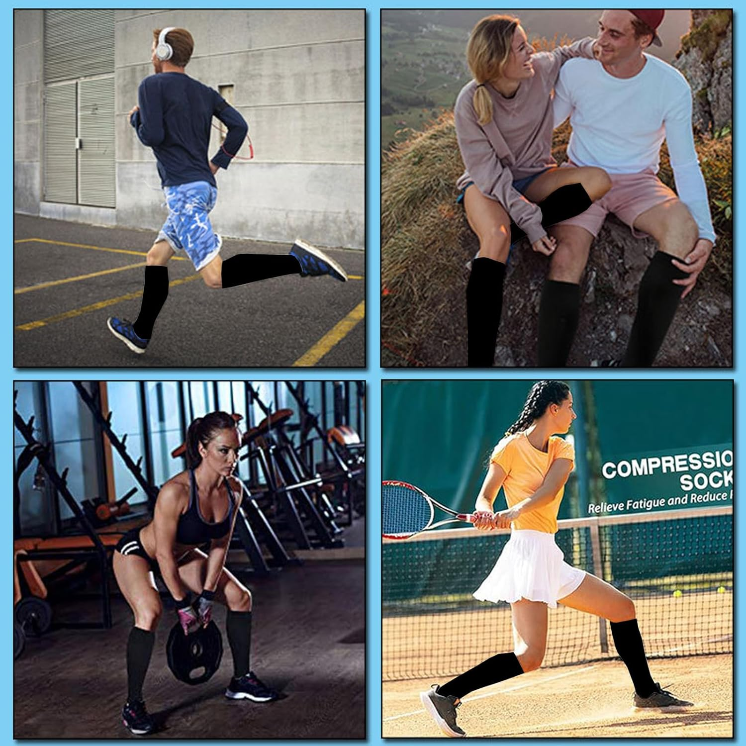 Premium Compression Socks for Men & Women 3 Pairs, 15-20 Mmhg Travel Socks for Flying, Nursing, and Everyday Use, Compression Socks for Comfort & Support image number 5