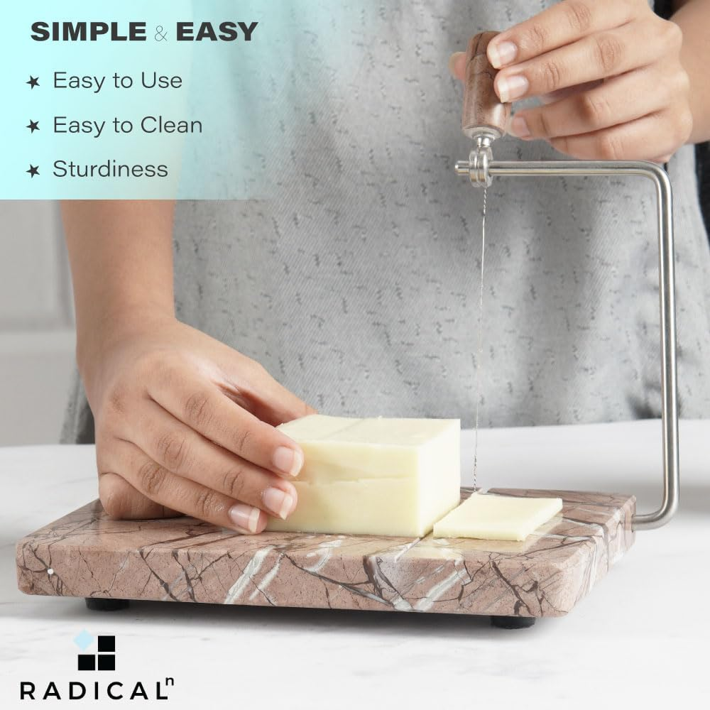 Radicaln Marble Cheese Slicer Marinara Kitchen Gadgets 8X5 Inches Handmade - Soft Food Slicer, Butter Cutter - Ideal Kitchen Tools for Cheese Slices