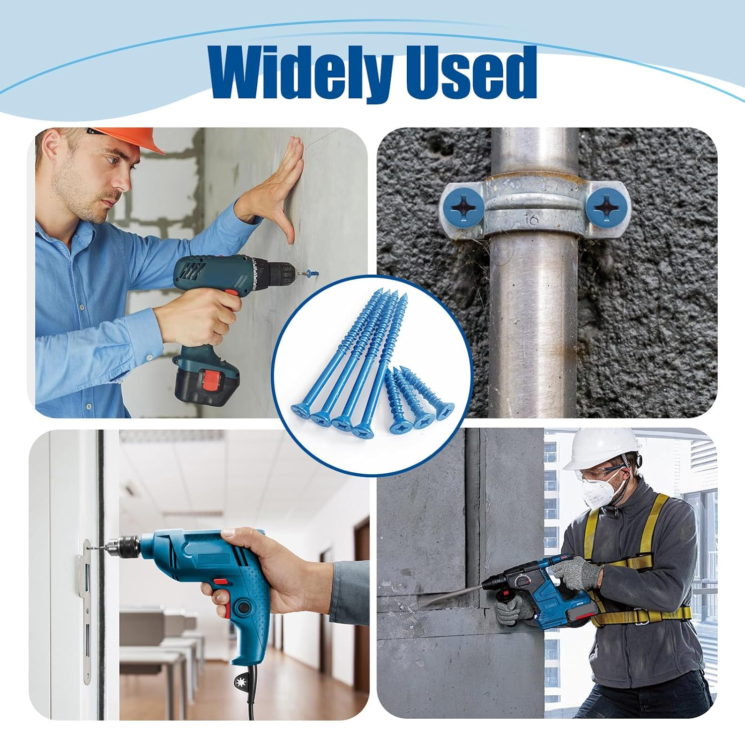 1/4&Prime;&times;2-1/4&Prime; (200Pcs) Flat Head Concrete Screw Anchor, Blue Screw, for Anchoring to Masonry, Block or Brick image number 1