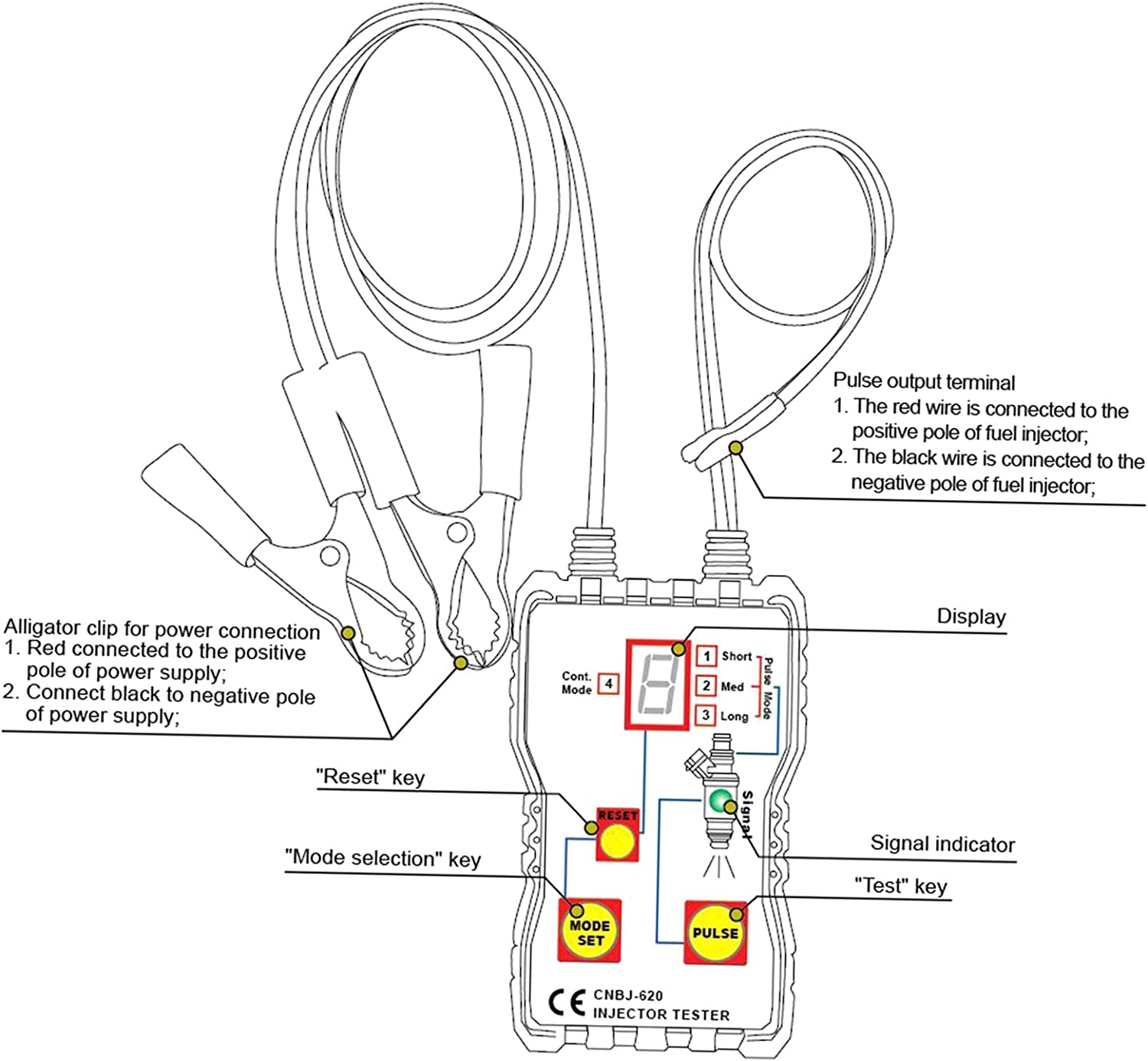 Eacam Fuel Injector Tester 4 Pluse Modes Fuel Injector Flush Cleaner Adapter Cleaning Tool Kit image number 2