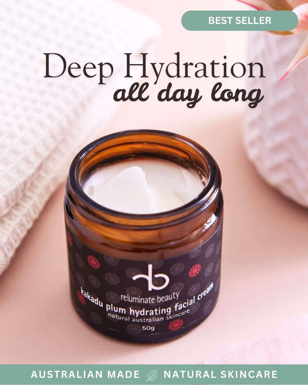 Kakadu Plum Hydrating Face Cream | for Dry Dehydrated Dull Skin | Australian Made | Vegan Cruelty Free Nut Natural image number 1