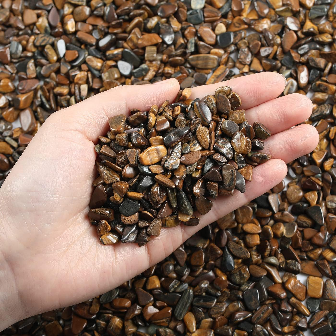 LAIDANLA Tiger Eye Crushed Stone Crystal Chips Bulk Natural Gemstones Healing Reiki Crystals Mini Quartz Vase Filler Aquarium Gravel 100G/0.22Lb. - Black- Obsidian image number 4