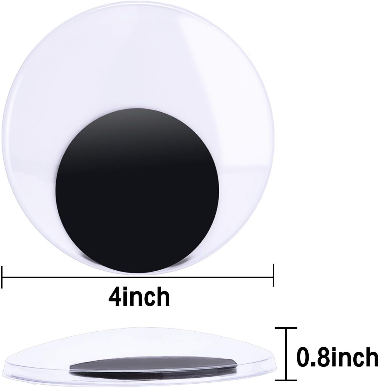 Sunmns 4 Inch Large Sized Plastic Wiggle Eyes with Self Adhesive for Craft Decorations, 4 Pack image number 2