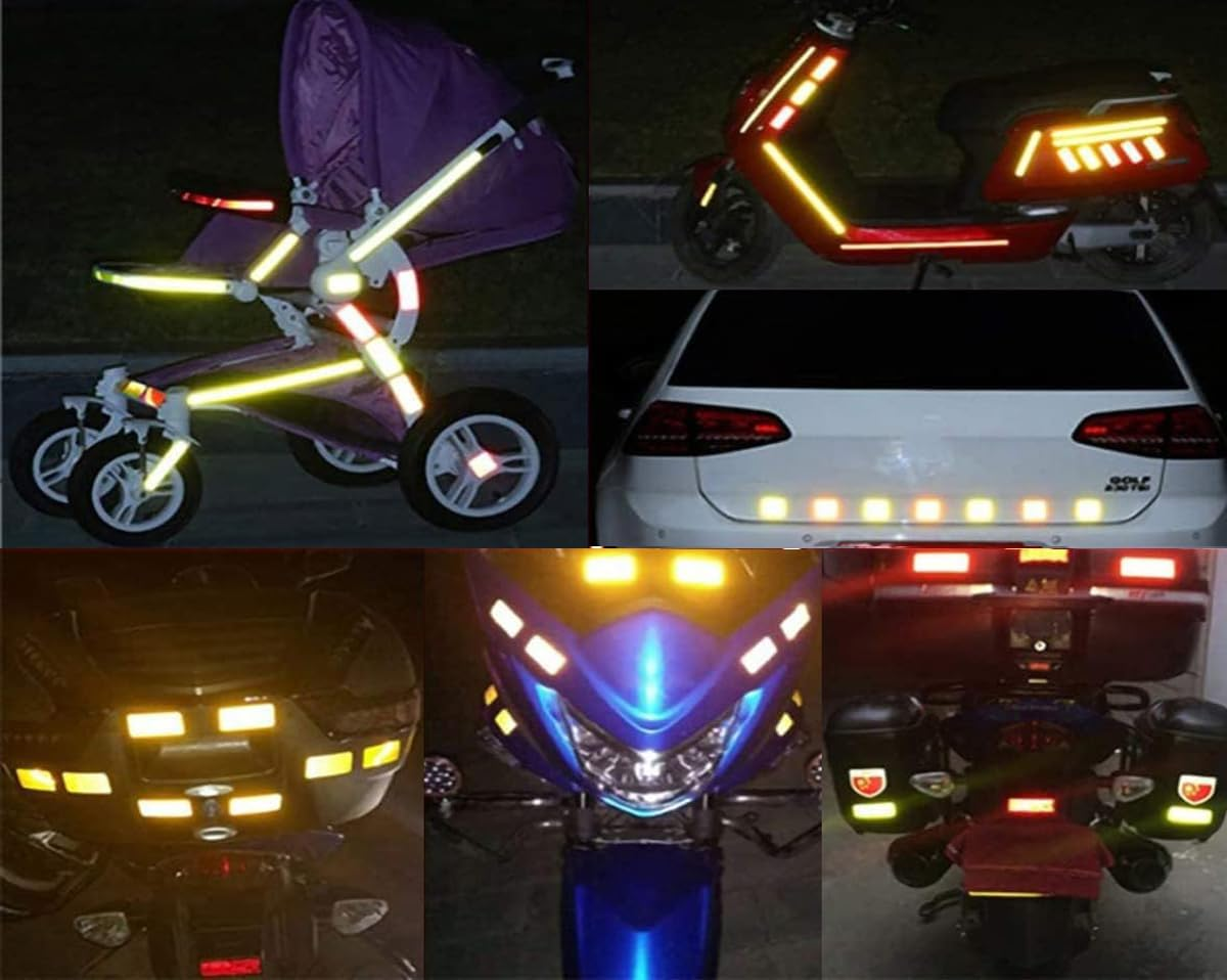 Haobase 5Cm&times;3M Car Reflective Sticker Warning Safety Car Decoration Reflector Protective Strip Film Tape (Red) - Red image number 4