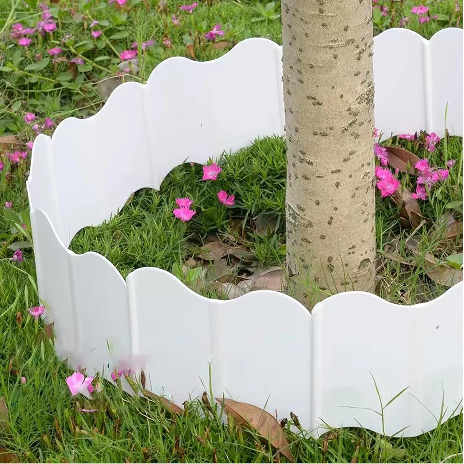 20PCS Interlocking Landscape Garden Lawn Yard Edging Border, Plastic Decoration Landscaping Edging, Flexible Fence Border for Gardens, Courtyards, Parks, Landscape (White) image number 4