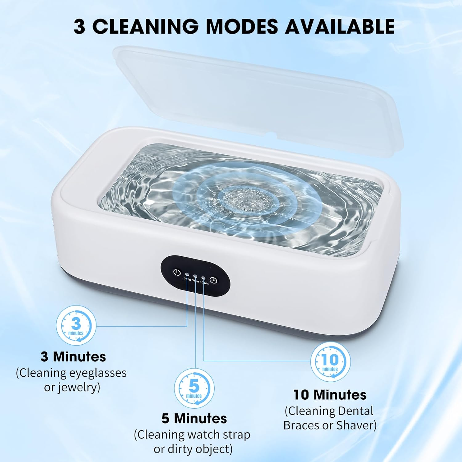 Romon Ultrasonic Cleaning Device, Glasses Cleaning Device, Ultrasonic Cleaner, Glasses, Ultrasonic Bath, Sonic Ultrasonic Cleaner with Digital Timer for Glasses, Coins image number 2