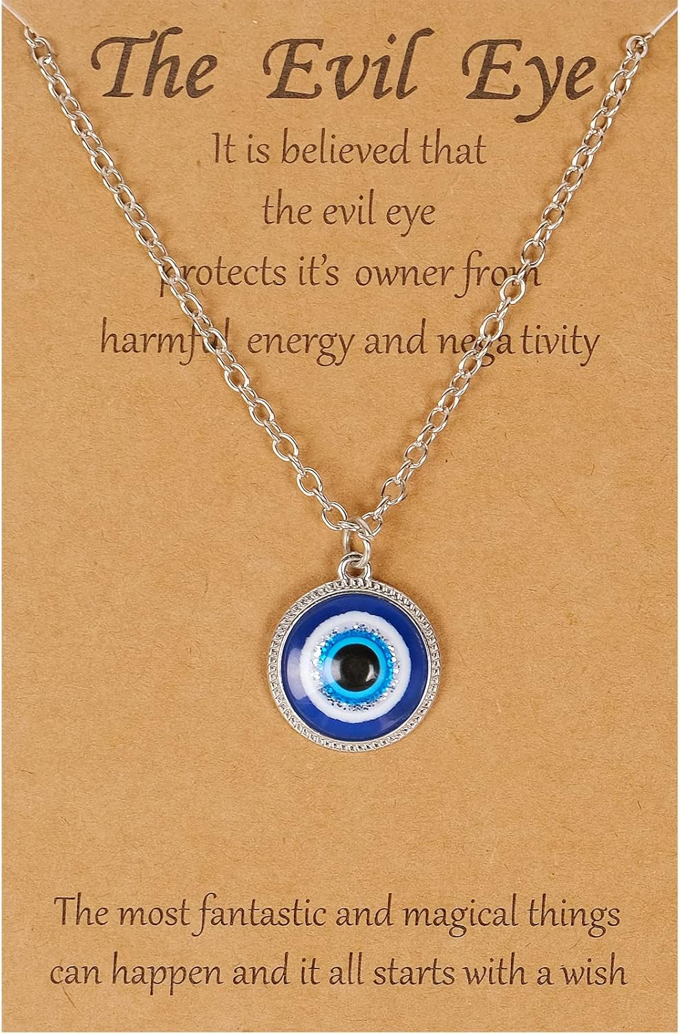 VIBILIA Evil Eye Necklace Sun Pendant Turkish Blue Eye Protection Lucky Necklaces Jewelry Gifts for Men Women (Sun) - Silver
