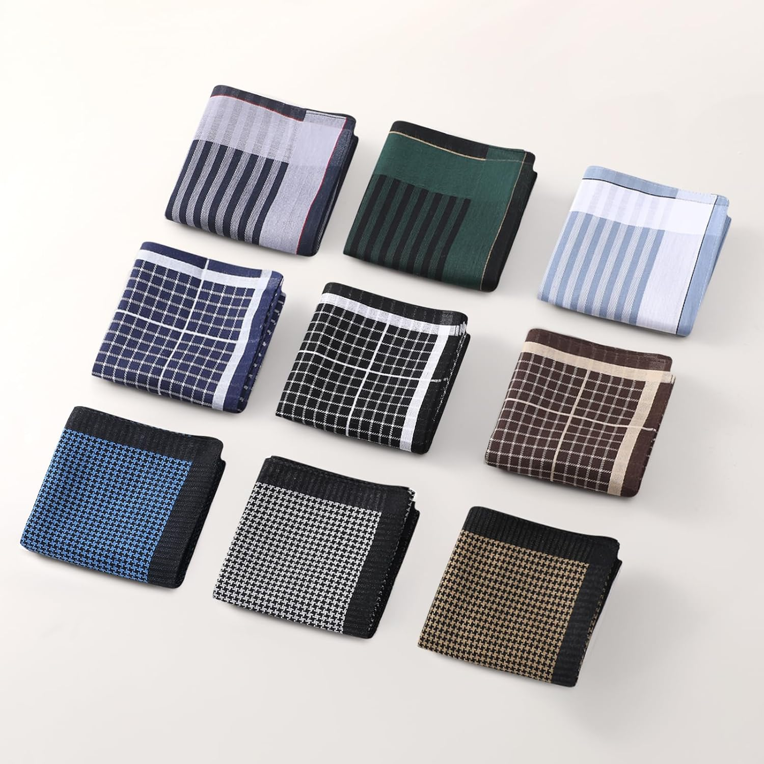 PACGOTH Handkerchiefs for Men, Soft Cotton Men&rsquo;S Handkerchiefs, Assorted Striped Hankies for Men,17X17 6/9 PCS - Multicolor - 9Pcs image number 5