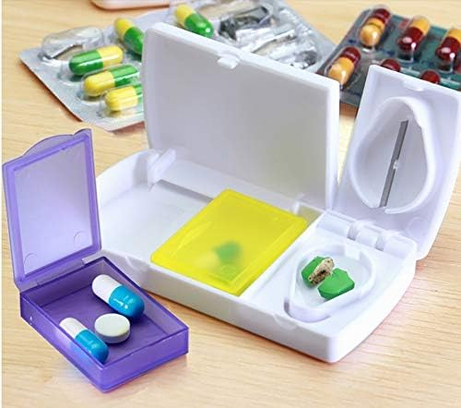 Pill Cutter Tablet Splitter Medicine Case Pill Box Portable Pill Box (White) image number 4