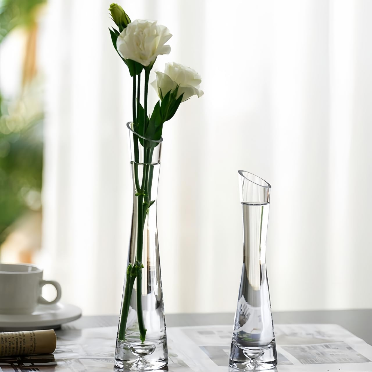 Glass Bud Vase Set of 5 Clear Glass Vases for Wedding Table Decorations,Vase Decoration,Mini Clear Vintage Vases for Rustic Wedding Home Floral Arrangement Table Decorations. image number 3