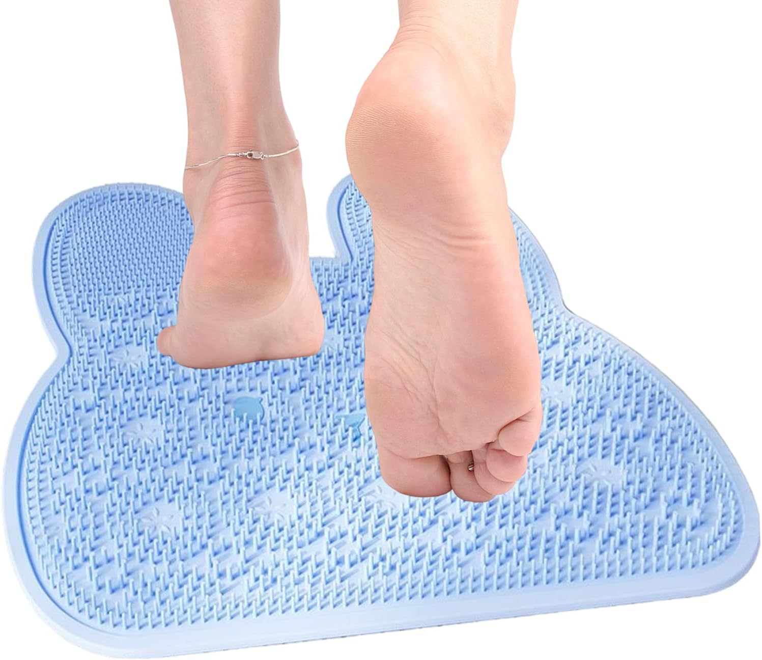 Shower Foot Scrubber | Bunny Silicone Non-Slip Cleaner | Silicone Shower Foot Brush Pad | for Massage Cleaning Adults Elderly Kids Family Home Bath Tub Floor Apartment Dorm