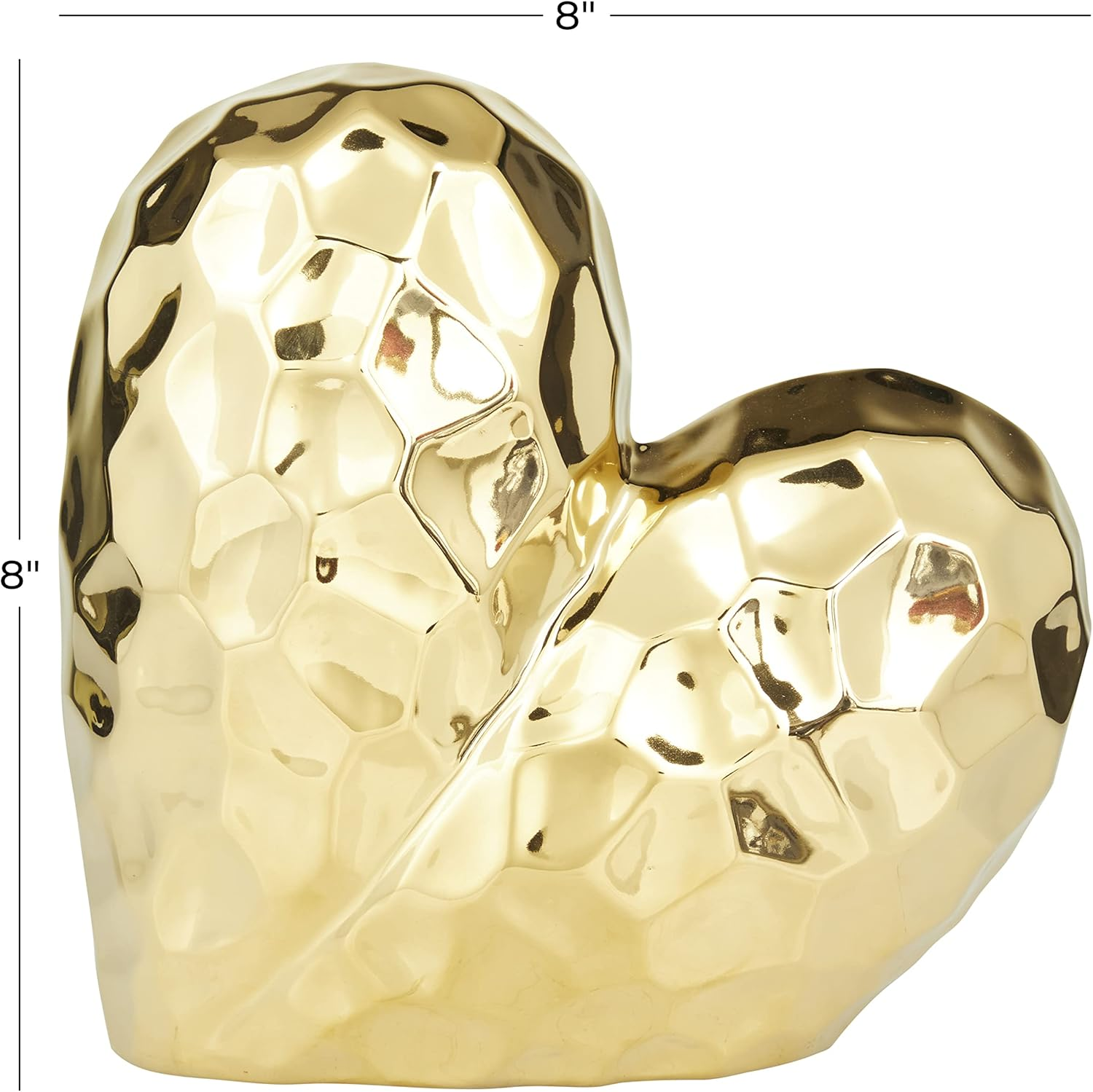 Deco 79 Porcelain Heart Sculpture, 8" X 3" X 8", Gold image number 6