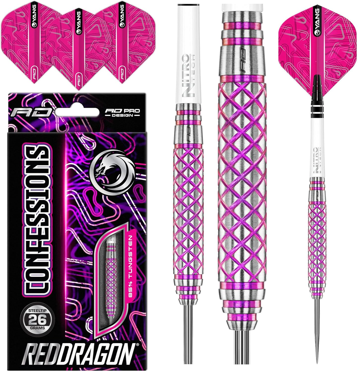 RED DRAGON Confessions Premium Tungsten Darts Set with Flights and Stems image number 1
