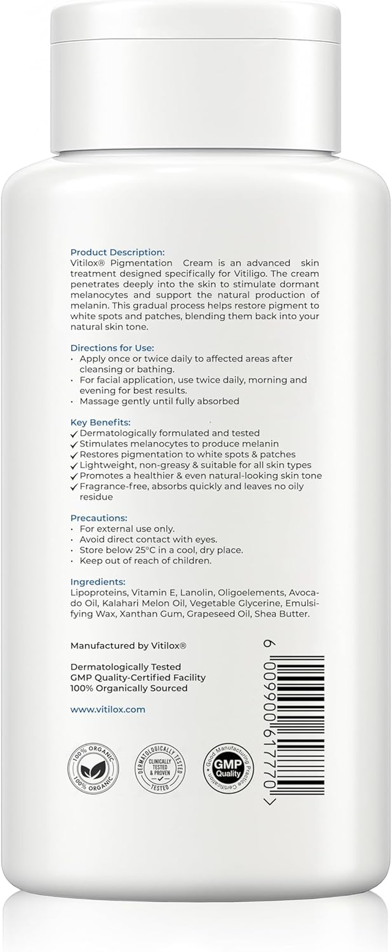 Vitilox Vitiligo Pigmentation Cream and Vitamins B12, Folic Acid and D3 image number 1