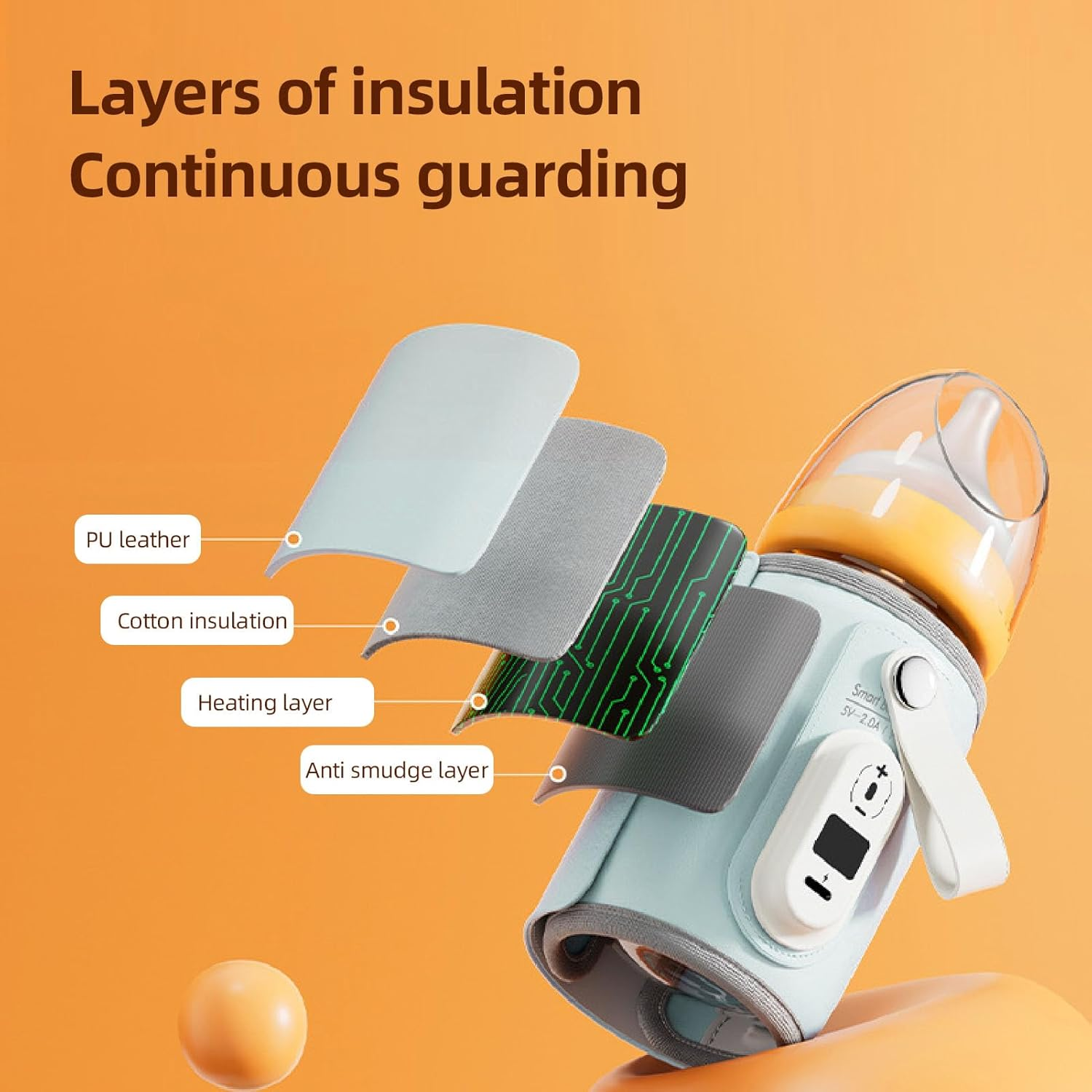 Dpofirs USB Portable Bottle Warmer for Travel, Temp Control, Rapid Warming, Waterless Milk Warming for Comfortable Baby Feeding