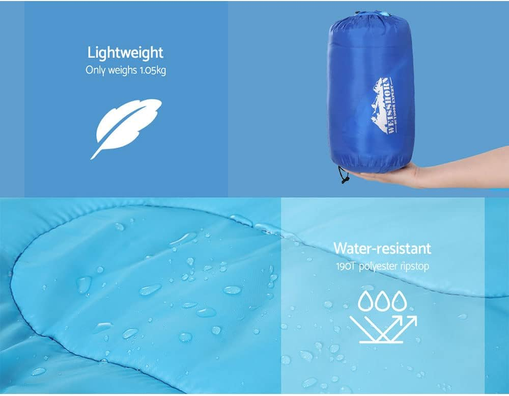 Weisshorn Sleeping Bag, 172 X 70Cm Kids Camping Bags 3 Season Warm Portable Water Resistant Lightweight Thermal Outdoor Gear -5&deg;C Tent for Hiking Travel Backpacking, with Compression Sack Blue image number 6