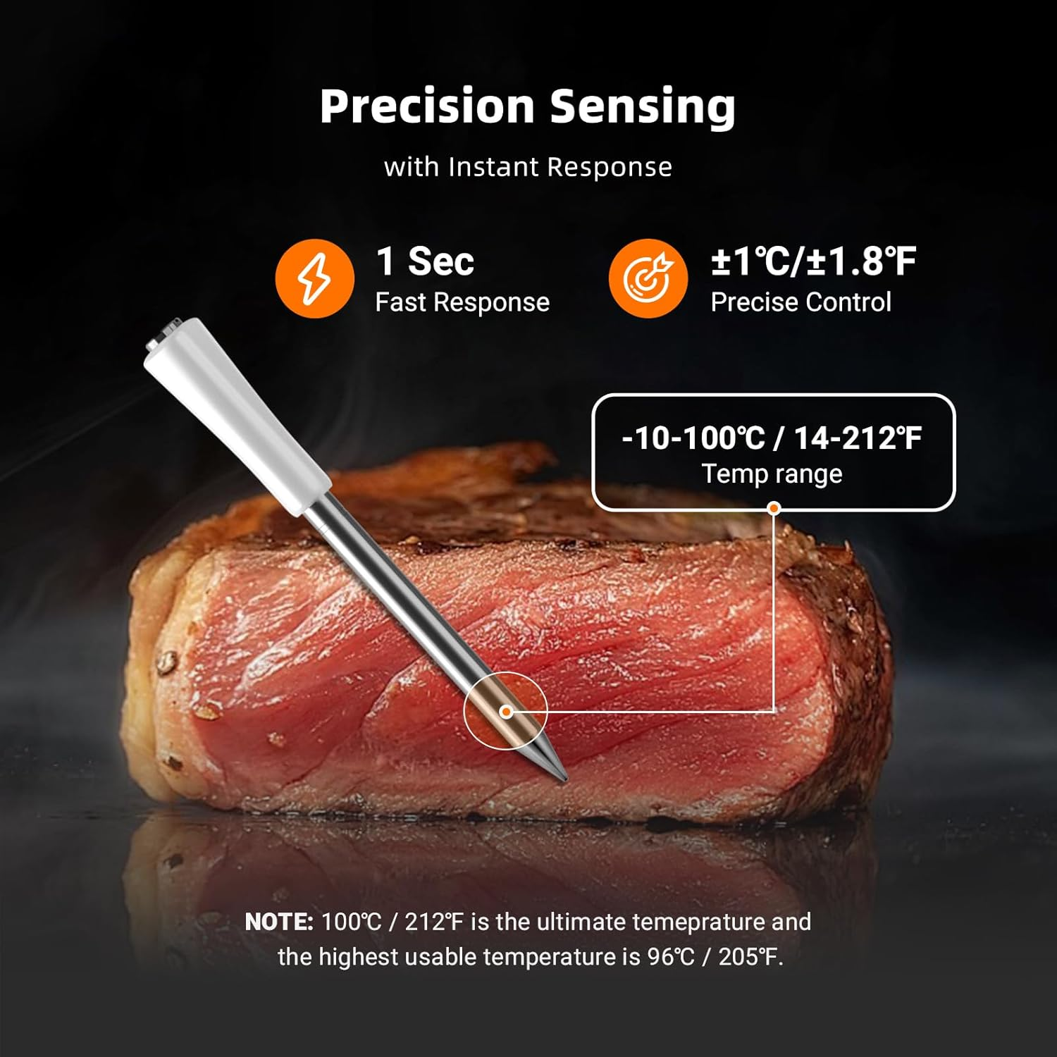 INKBIRD Mini Wireless Meat Thermometer INT-11I-B Bluetooth 5.4 BBQ Food Probe IP67 Waterproof LED Display for BBQ Grill Oven Smoker Outdoor Camping Kitchen image number 6
