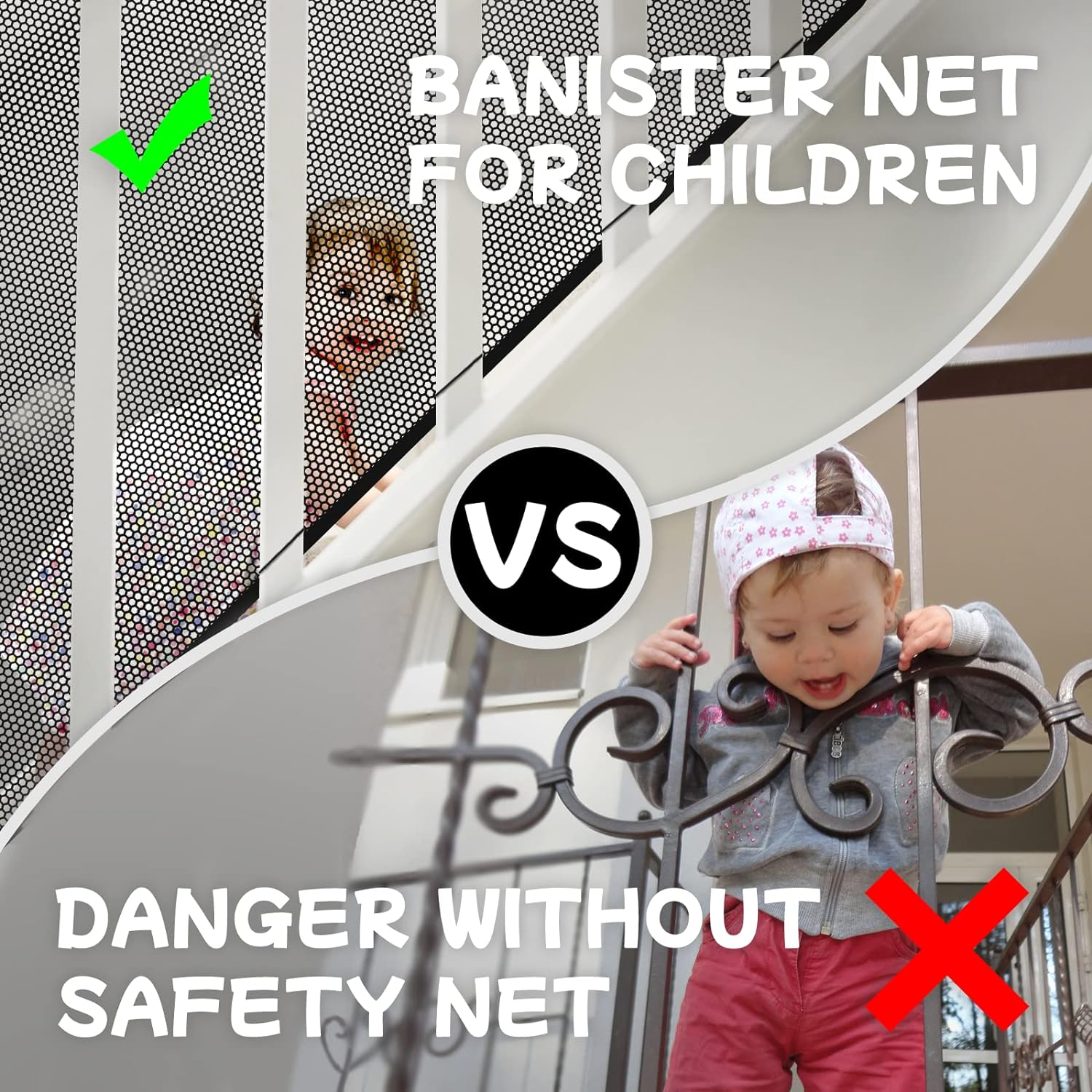 Banister Guard for Baby, Balcony Netting for Pets, 10Ft X 3Ft, Baby Safety Stairs Rail Net Provides Your Baby with a Environment, Baby Stair Net Fit for Child, Small Pet, Toy - Black image number 6