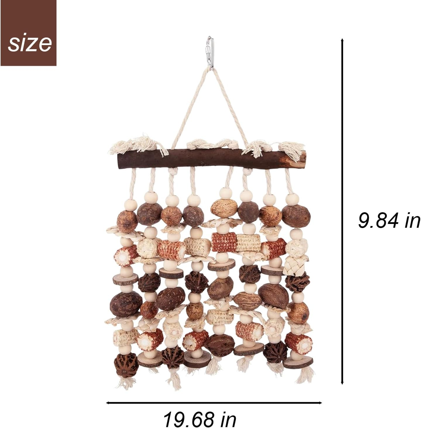 Large Parrot Toy, 18-Inch Natural Wood Chew and Tear Toy for African Grey Parrots image number 2