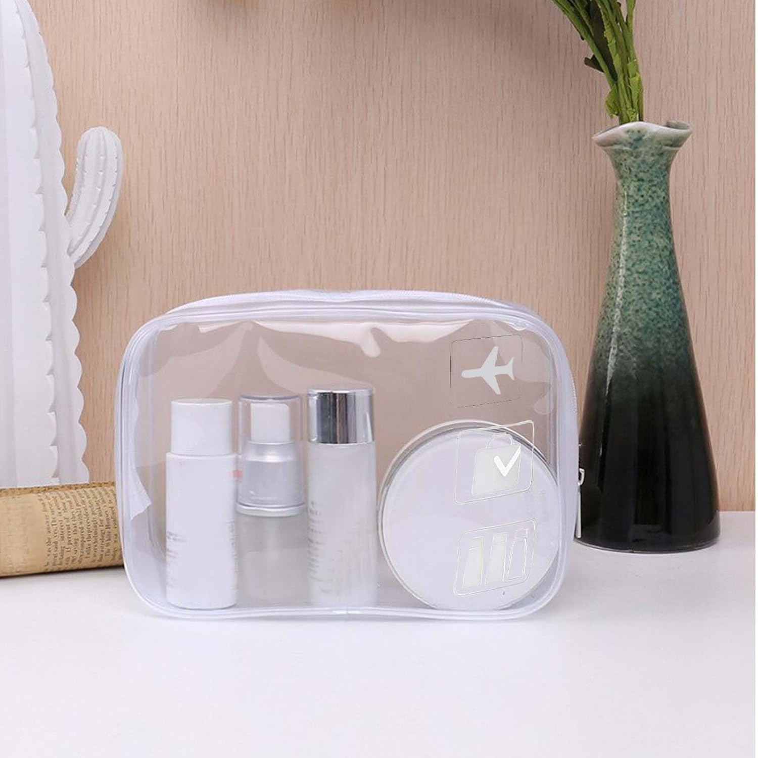 ZPLASK 2 Pcs Airport Security Liquids Bags, Clear Travel Toiletries Bag, Clear Toiletry Bag Carry on Liquid Bag Clear Shower Bag for Travel Accessories Wash Bag for Travelling and Holiday, image number 4