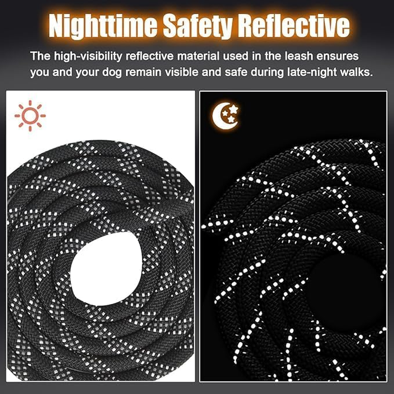 Training Lead for Dogs5M 10M 15FT 30FT Long Line Dog Lead with Soft Padded Handle Sturdy Hook Long Dog Lead, Reflective Extra Long Recall Training Lead for Dogs Walking Hiking Camping Swimming15Ft(5M) image number 4