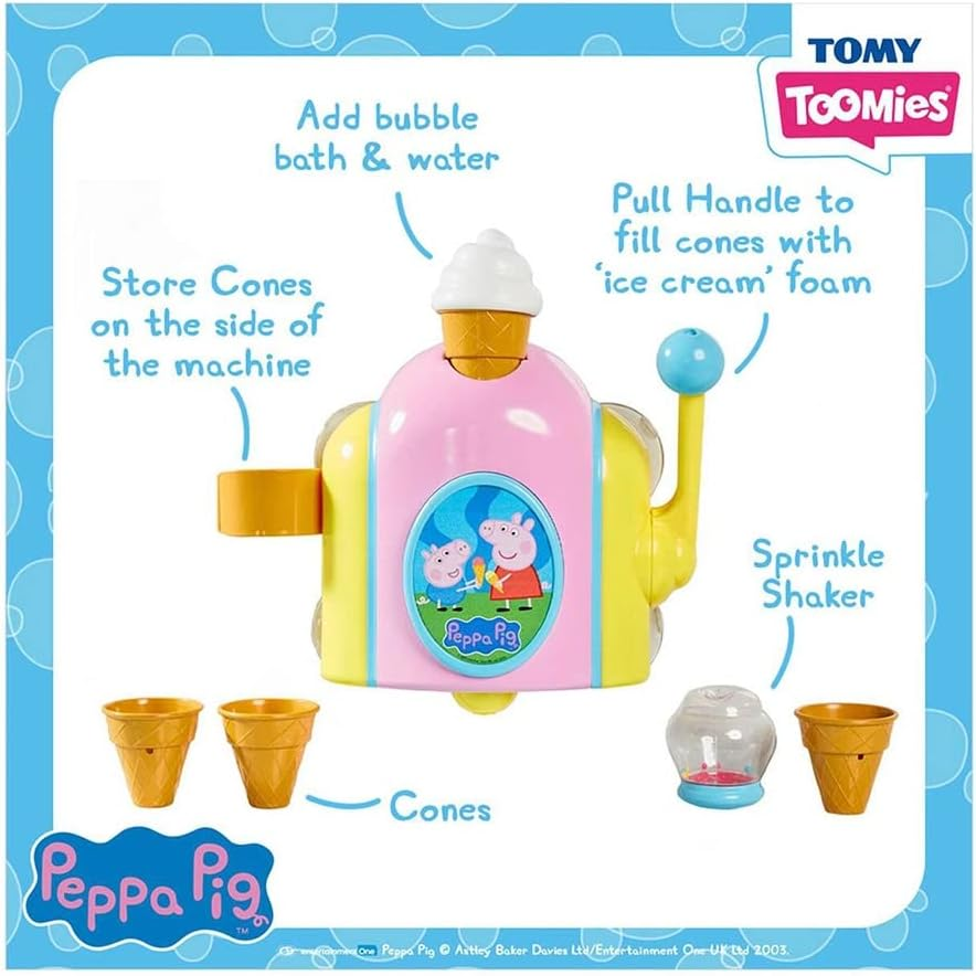 Tomy Peppa Pig Bubble Ice Cream Maker Baby/Toddler Bath Water Fun/Game Toy 18M+ image number 3