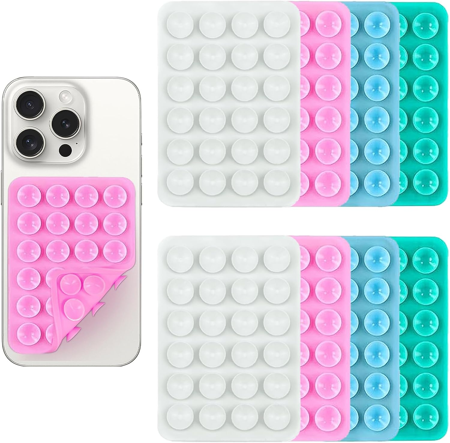 Bonlaer Silicone Suction Case, Anti-Slip Suction Phone Holder, Silicon Phone Stand for Selfies and Videos, Pack of 8 image number 5