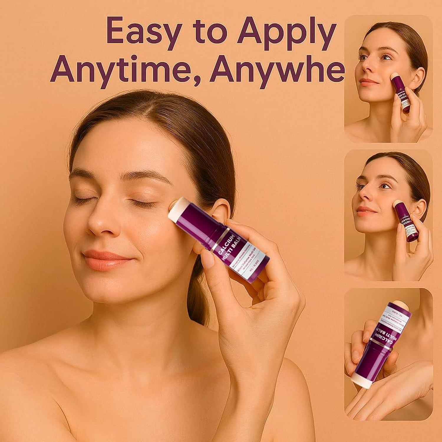 TKTCO Calcium Multi Balm, Calcium Volume Multi Balm, anti Wrinkle Calcium Balm, Korean Collagen Moisturing Stick, Anti-Aging, Hydrating, Almond & Vitamin E for Lip Balm Eye Cream Neck image number 2