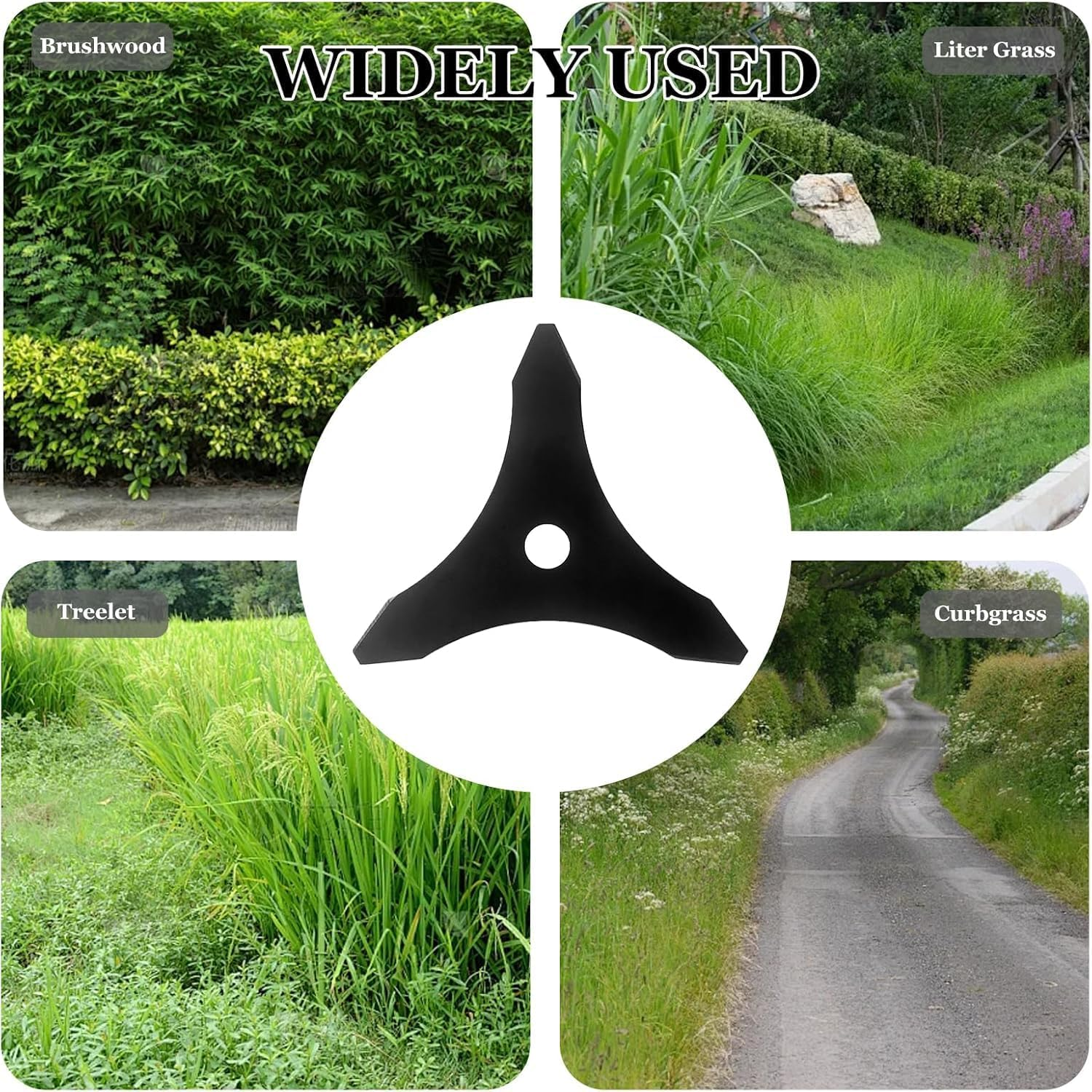 2 Set Carbon Steel Trimmer Blades with Adapter Kits,10" X 3 Teeth Brush Cutter Blades, Compatible with Hus-Qvarna, Stih-L, Ore-Gon, Hita-Chi Brush Cutter, Weedwacker,Weed Eater Replacement Blades image number 3