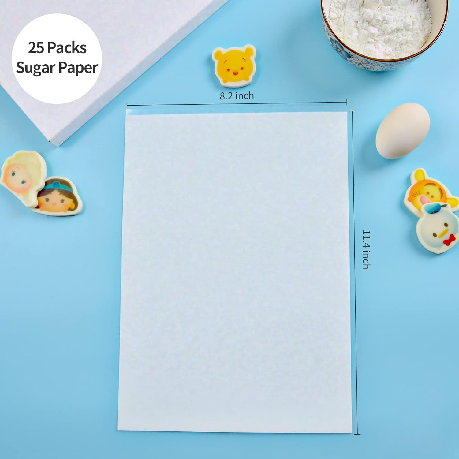 Glutinous Rice Paper: 25 Sheets in Resealable Packaging 8.2" X 11.4", A4 Size Edible White Glutinous Rice Paper for Cake Toppers, Cookies & Decoration, Glutinous Rice Paper for Printers image number 5