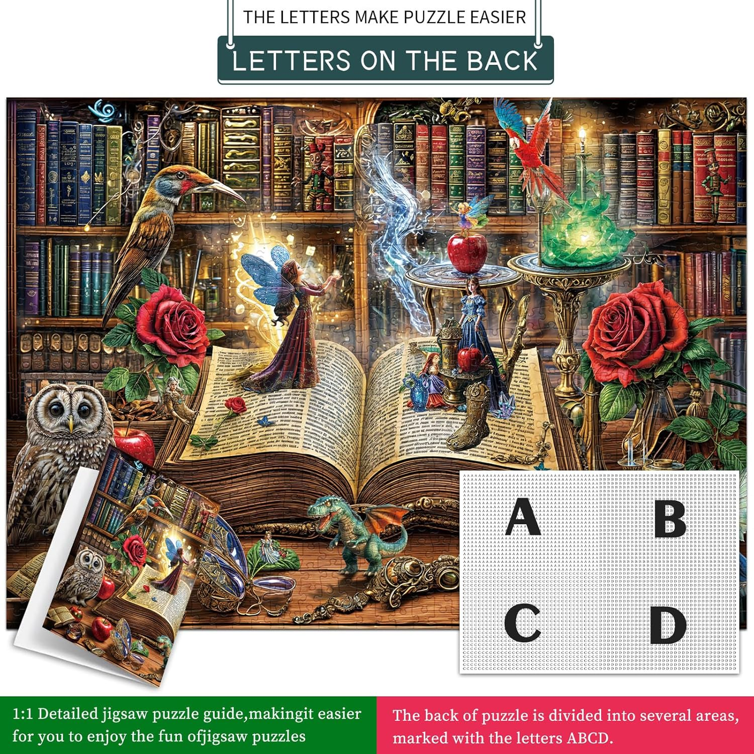 Jigsaw Puzzles for Adults 1000 Pieces, Interlock Perfectly Letter on Back No Dust, Home Decor Birthday Gift Toy for Men Women Elders Seniors, 1:1 Poster -Magic Book image number 5