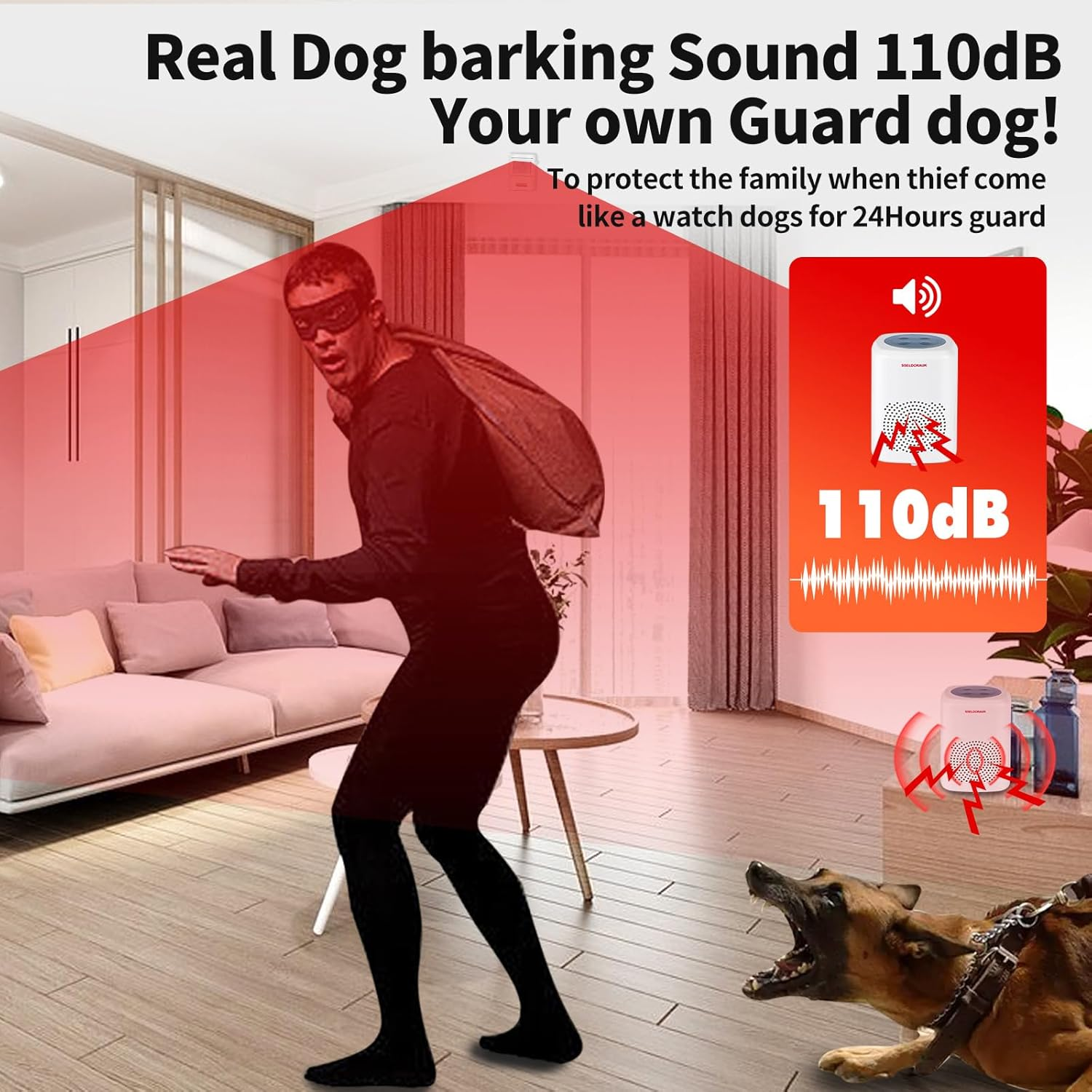 S SELDORAUK Dog Barking Alarm Motion Sensor, Dog Barking, Wireless Infrared, Visitor Reminder, Intimidating Thieves, Burglars, Wild Animals for Courtyard, House, Ranches, Farms (1 Receiver + 2 image number 4