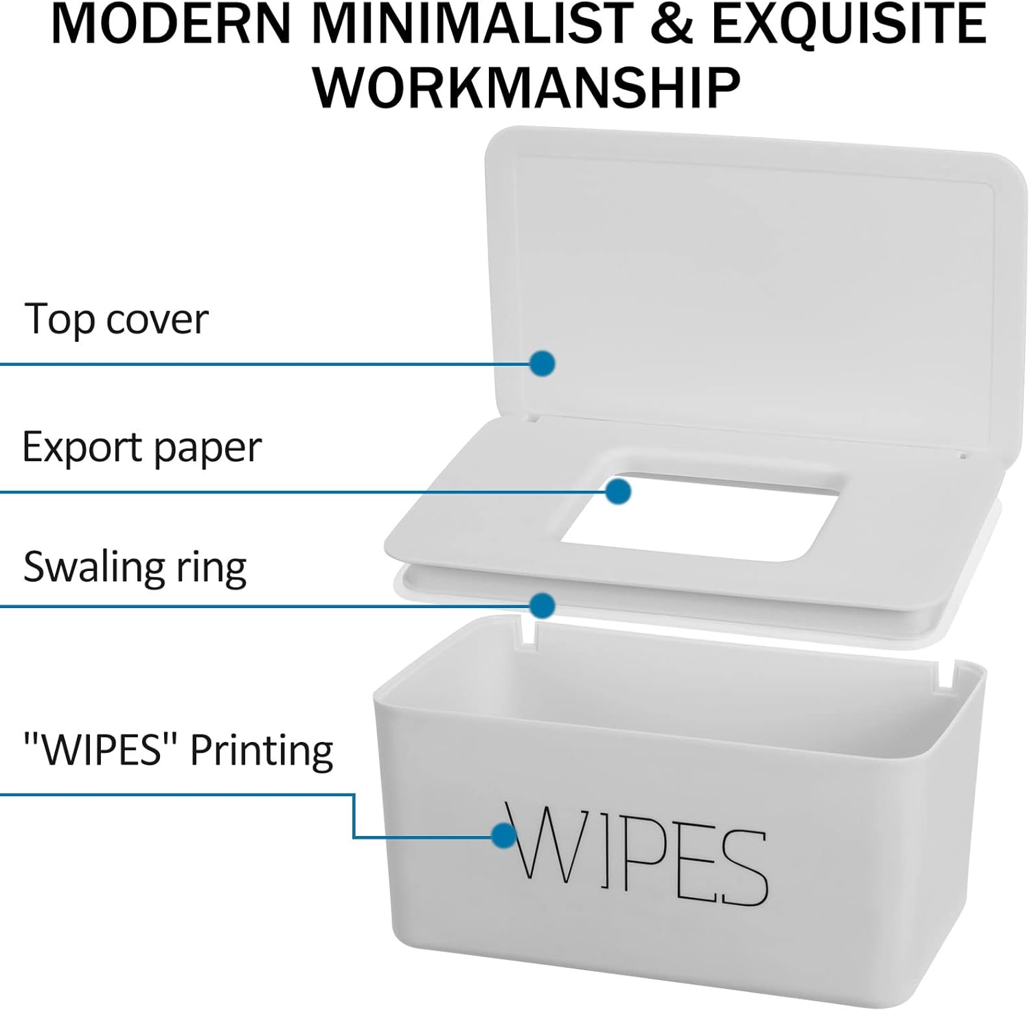 NOVWANG Wipes Dispenser, Large Capacity Baby Wipe Holder(8.3L X 4.9W X 3.9H Inches) Refillable Wipes Container with Sealing Design Baby Wet Wipes Dispenser for Bathroom Home Office Car image number 2