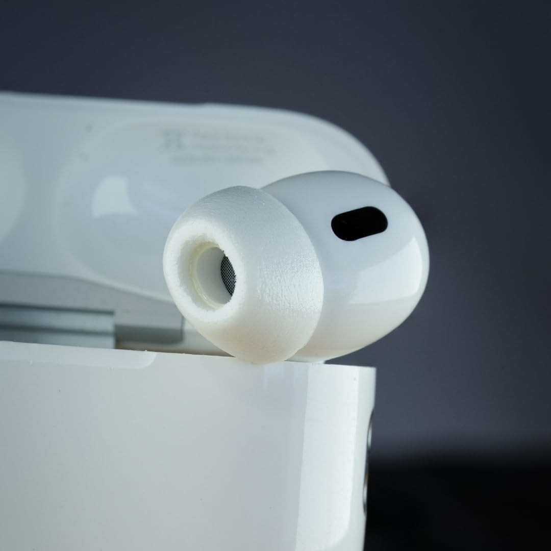 Comply Truegrip MAX | Premium Memory Foam Replacement Earbud Tips for Apple Airpods Pro 1 & 2 | Long Lasting Comfort, Extreme Durability, Secure Fit, Superior Noise Isolation| White (Medium) (3 Pairs) image number 4