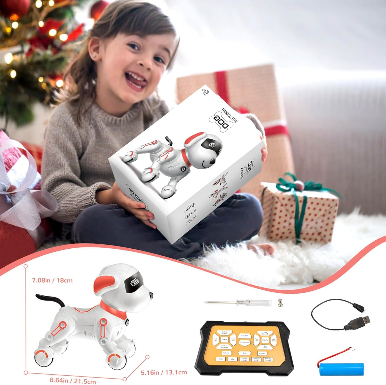 Robot Dog Toys for Kids 8 9 10 11 12, Remote Control Dogs, Robot Dog for Kids 8-12, Pet Robotic, Electric Dog Toy, Robotic Dogs, Toys for 5 6 7 8 9 10 11 12 Years Old Boys Girls, Pink, Y878