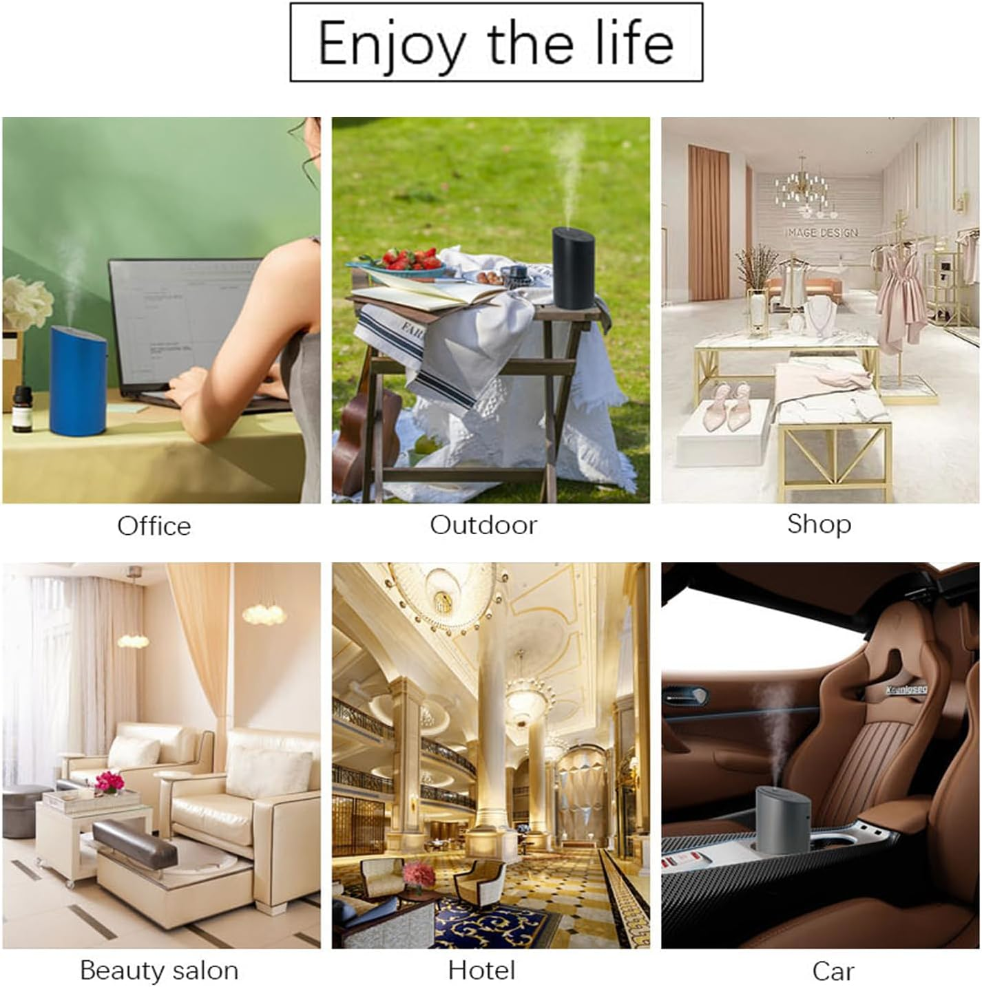 Pandakarias Waterless Car Diffuser, Scent Diffuser for Essential Oils, Smart Car Air Freshener, Wireless and Rechargeable with Large Battery Sentiment Diffuser for Car Home and Office (Silver) image number 5