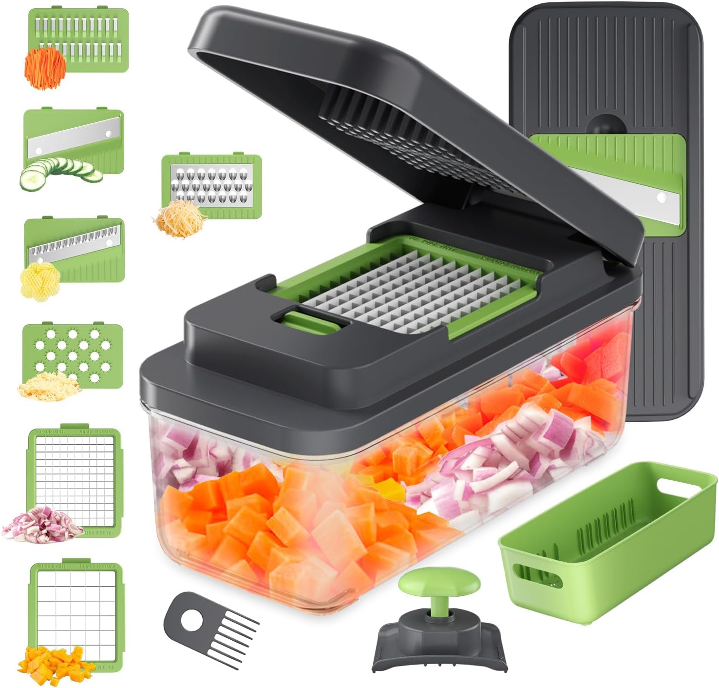 Ibergrif M524-7 Vegetable Chopper Multifunctional No BPA, Vegetable Cutter Dishwasher Safe, 7 in 1 Vegetable Chopper, Dice Cutter for Vegetables and Fruits image number 3
