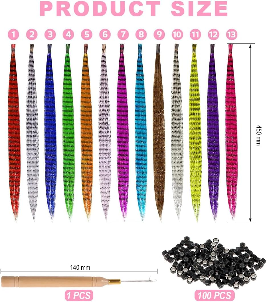 VIVIIHOO Clip-In Hair Extensions, 52 Pieces, Colourful Clip-In Extensions for Girls and Women - Synthetic Fibre, Perfect for Parties, Halloween, Daily Life & Gifts image number 4