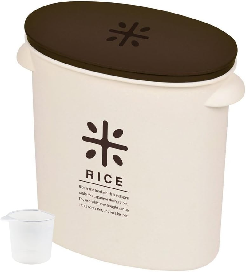 Pearl Metal RICE HB-2168 Rice Bottle, 11.0 Lbs (5 Kg), Brown, Includes Measuring Cup, Rice, Bag Stocks