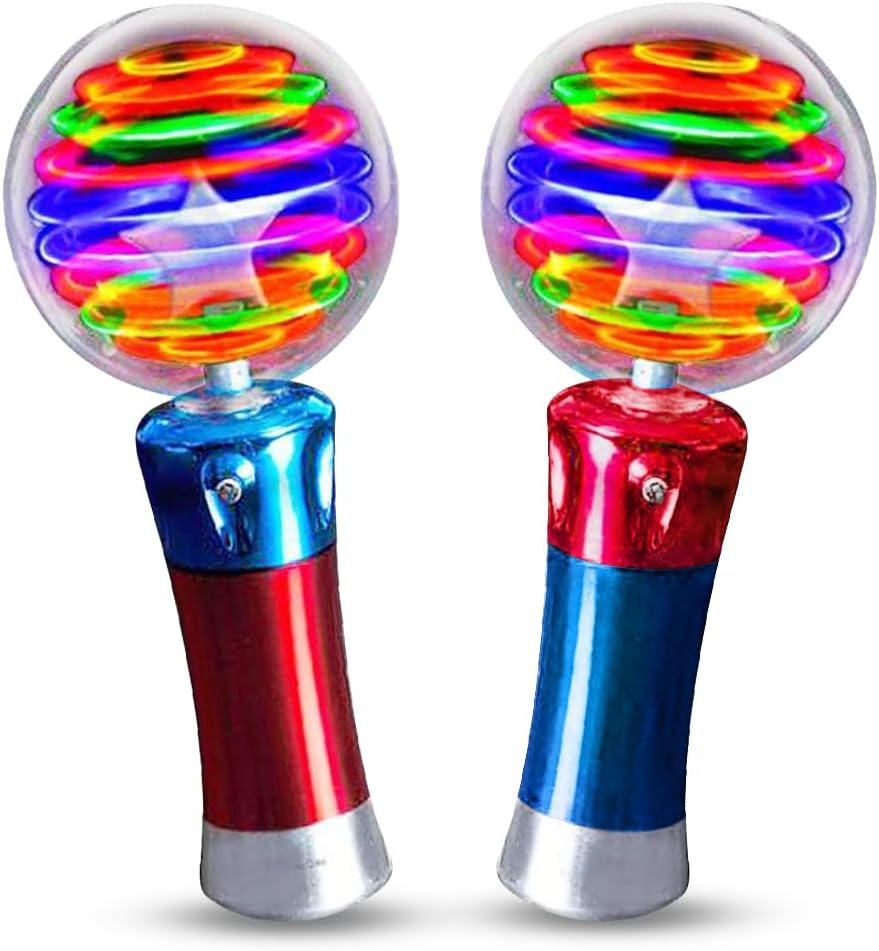 Artcreativity 7.5 Inch Light up Magic Ball Toy Wands for Kids, Set of 2, Flashing LED Wands for Boys and Girls, Thrilling Spinning Light Show, Batteries Included, Fun Gift or Birthday Party Favor image number 5