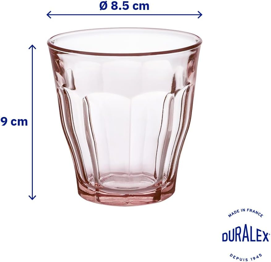 Duralex Picardie 250Ml Glass Tumbler Set of 4 - High-Quality Tempered Glass for Everyday Use & Special Occasions, Ideal for Serving Hot & Cold Beverages, Ergonomic Design, Bpa-Free - Rose
