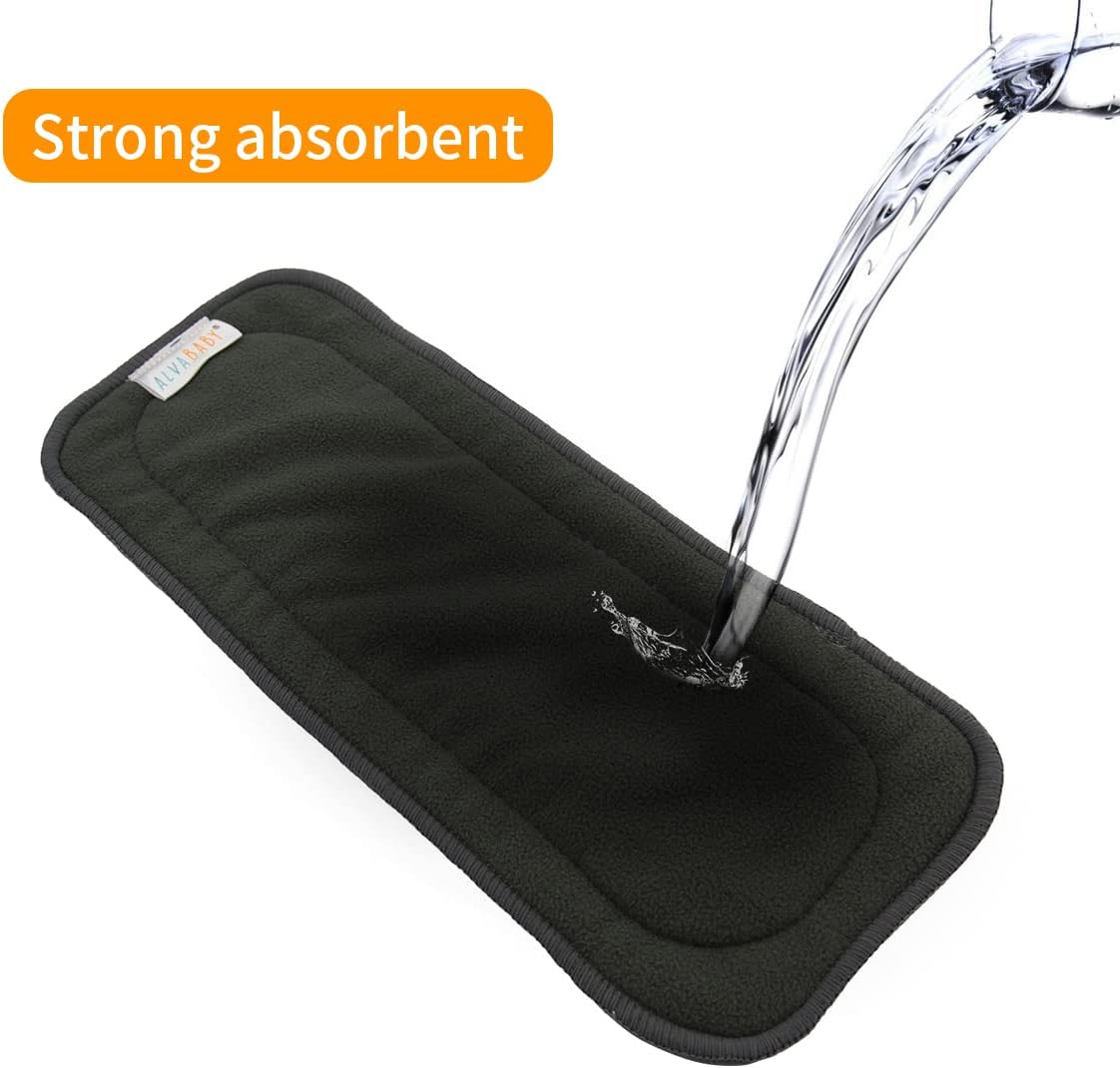 ALVABABY Charcoal Bamboo Inserts,Natures Cloth Diaper Liner,5-Layer Bamboo Charcoal Viscose Staple Fiber Inserts,Reusable Liners for Baby Cloth Diapers 6Pcs 6ZTN image number 3