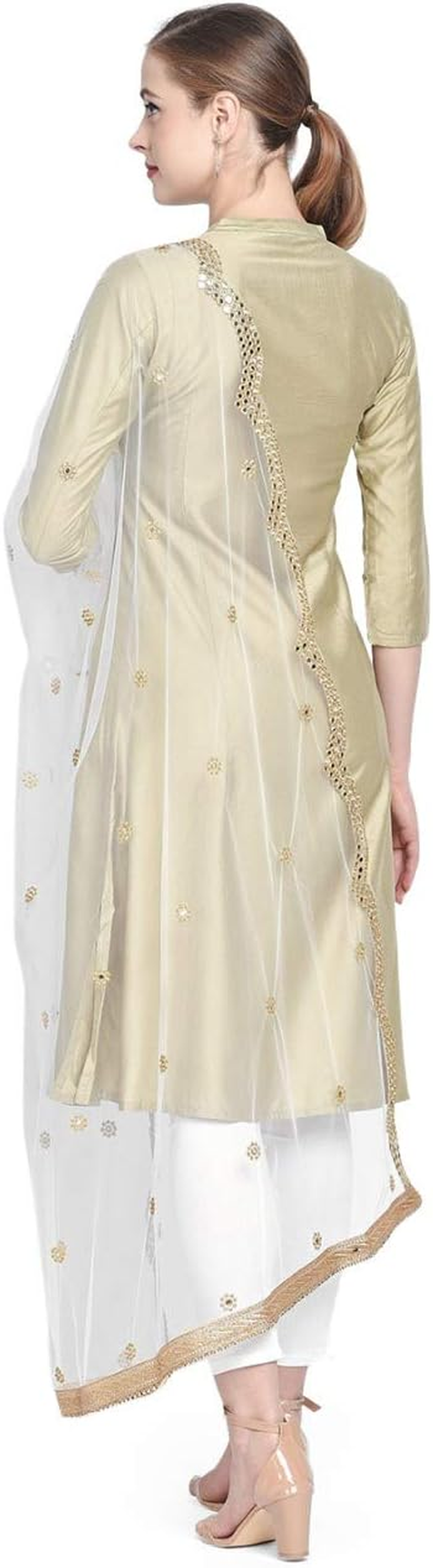 Dupatta Bazaar Women Gold Cotton Silk Dupatta image number 6