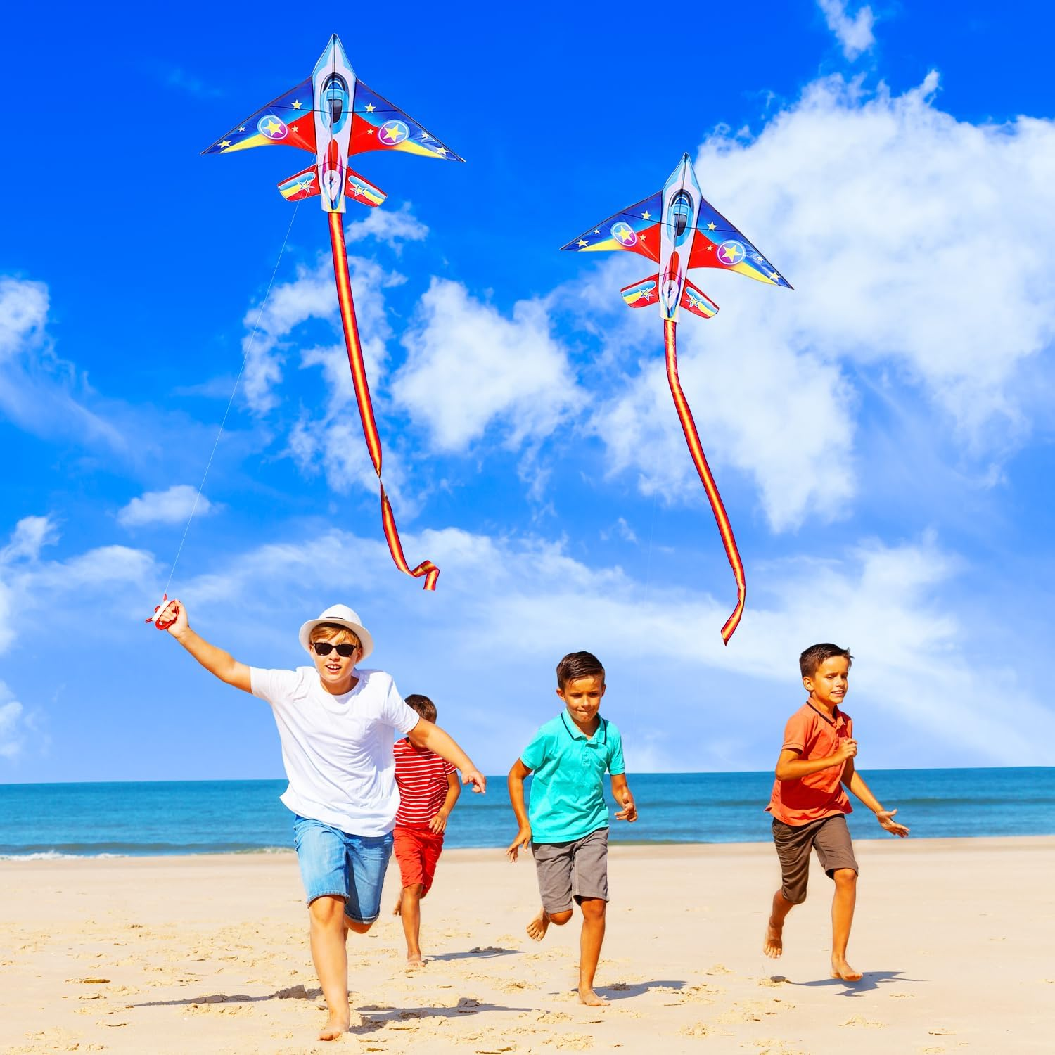 YFAFENGS Airplane Kites for Kids & Adults, Best Beach Kite for Beginners Easy to Fly Kite with Long Tail Children Kites for Ages 8-12, Professional for Beach and Outdoor Activity image number 2